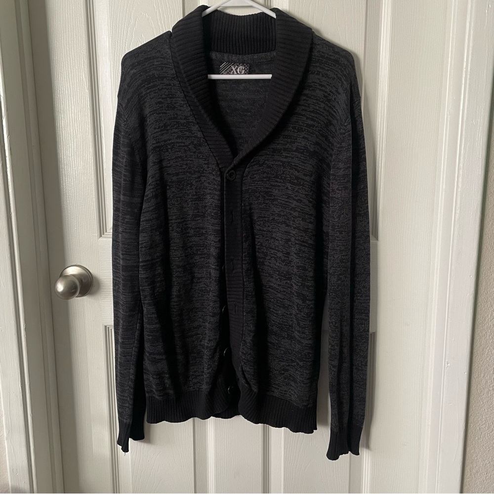 Men's Charcoal Shawl Collar Sweater